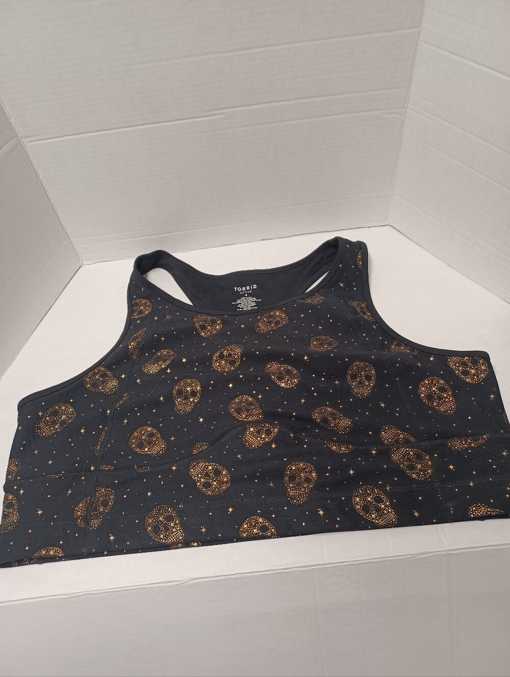torrid Black Tank with Metallic Gold Skull Print Size 4